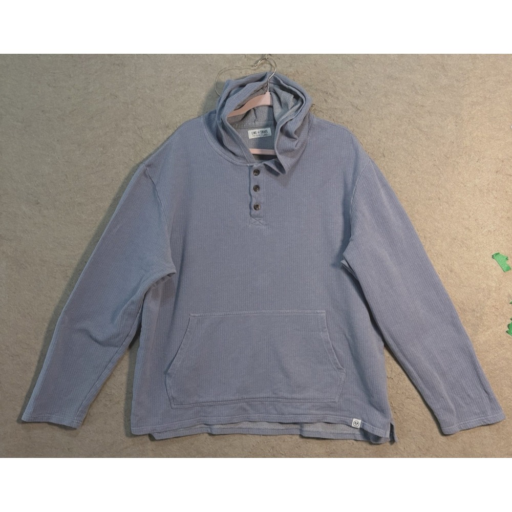 Line of Trade Hoodie Mens 2XL Blue Gray Henley Pullover Kangaroo Pocket‎